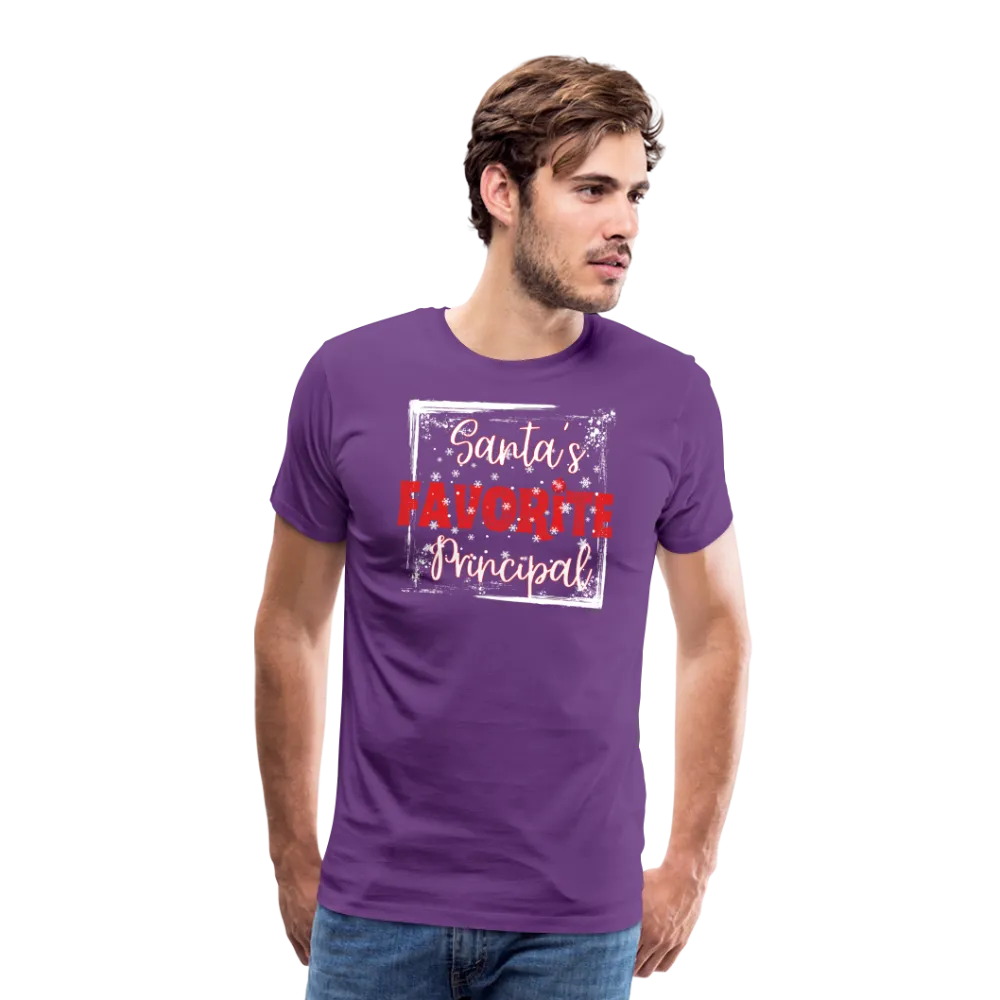 Leading with Cheer: Men's 'Santa's Favorite Principal' Premium Tee