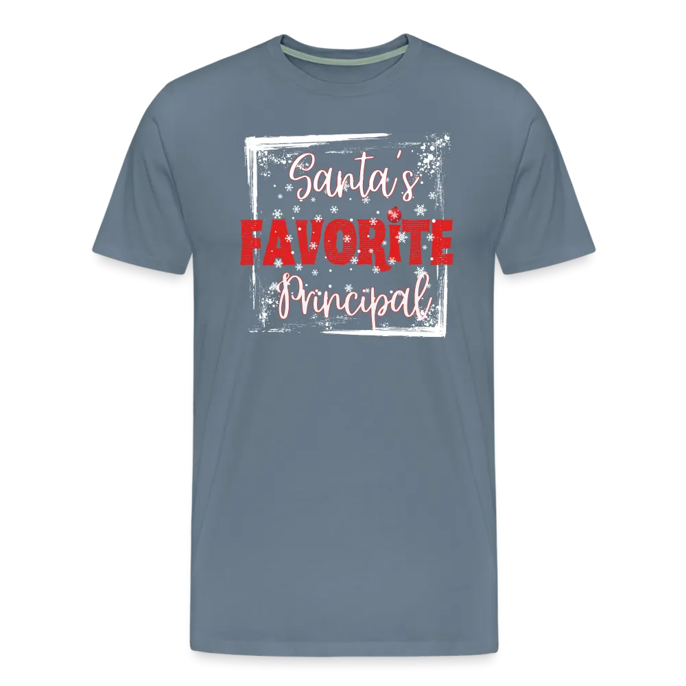 Leading with Cheer: Men's 'Santa's Favorite Principal' Premium Tee