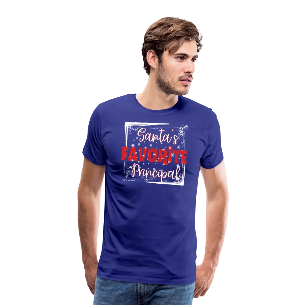 Leading with Cheer: Men's 'Santa's Favorite Principal' Premium Tee
