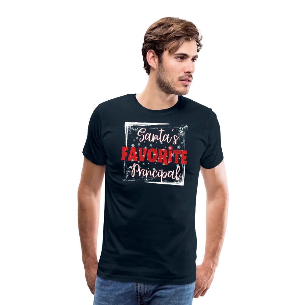Leading with Cheer: Men's 'Santa's Favorite Principal' Premium Tee