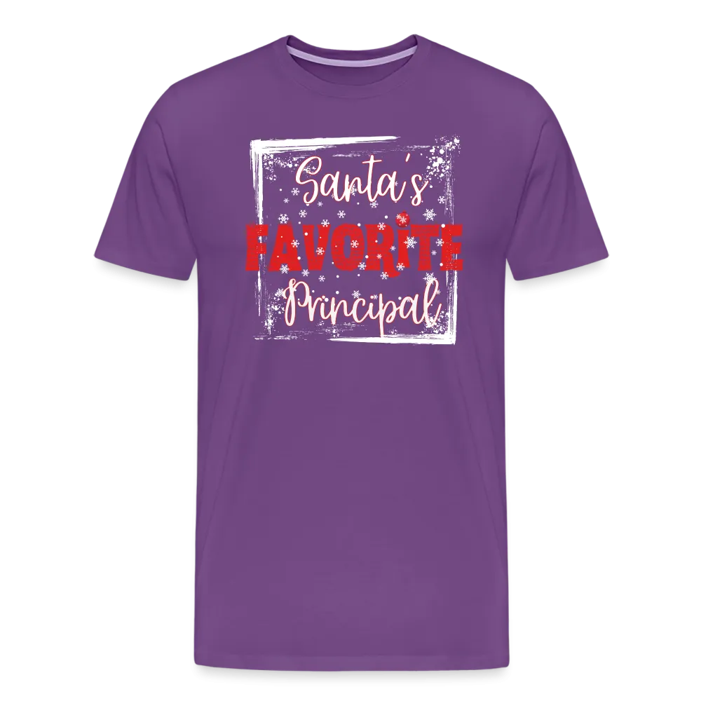 Leading with Cheer: Men's 'Santa's Favorite Principal' Premium Tee