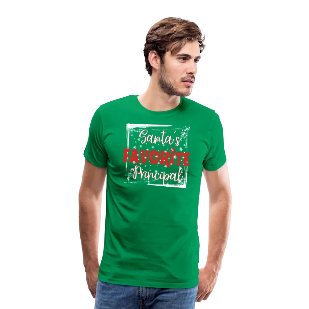 Leading with Cheer: Men's 'Santa's Favorite Principal' Premium Tee