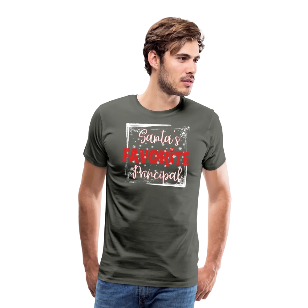 Leading with Cheer: Men's 'Santa's Favorite Principal' Premium Tee