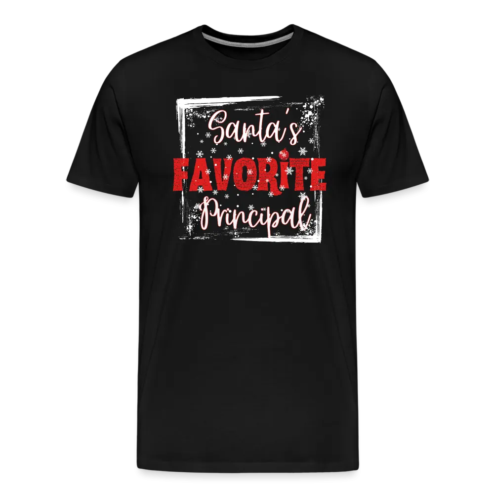 Leading with Cheer: Men's 'Santa's Favorite Principal' Premium Tee