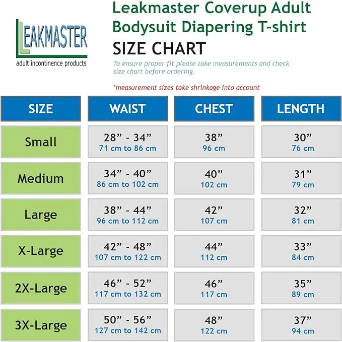 Leak Master Coverup Adult "Onesie" Style T-Shirt