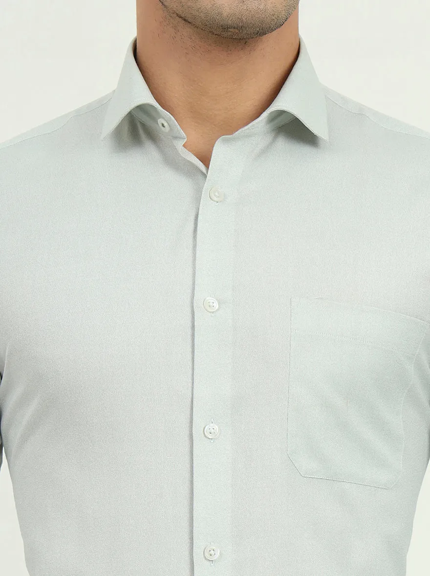 Light Pista Green Solid Slim Fit Formal Shirt | Greenfibre
