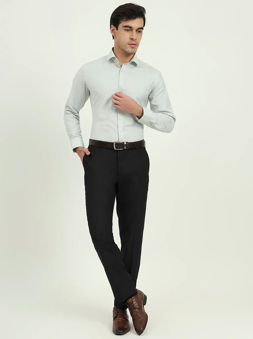 Light Pista Green Solid Slim Fit Formal Shirt | Greenfibre