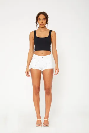 Low rise white hot shorts