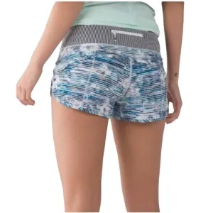 LULULEMON 10 Speed Blurry Bell in Purple Navy Lilac Striped Shorts Size 10