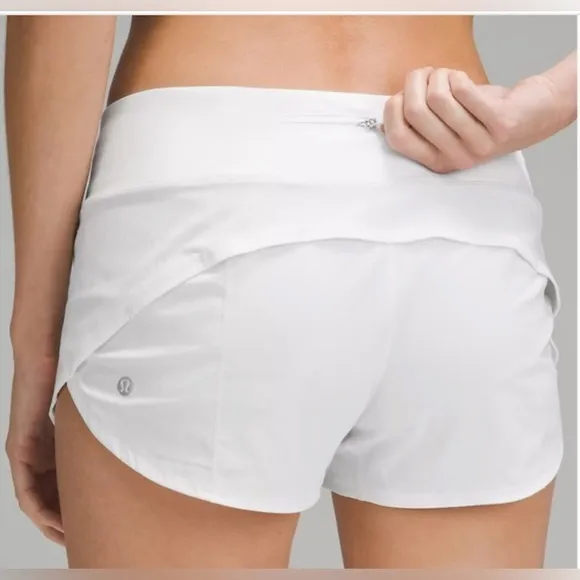 Lululemon Speed Size 6 White Shorts DESIGNED FOR RUN 2.5” inseam