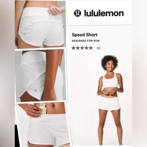 Lululemon Speed Size 6 White Shorts DESIGNED FOR RUN 2.5” inseam