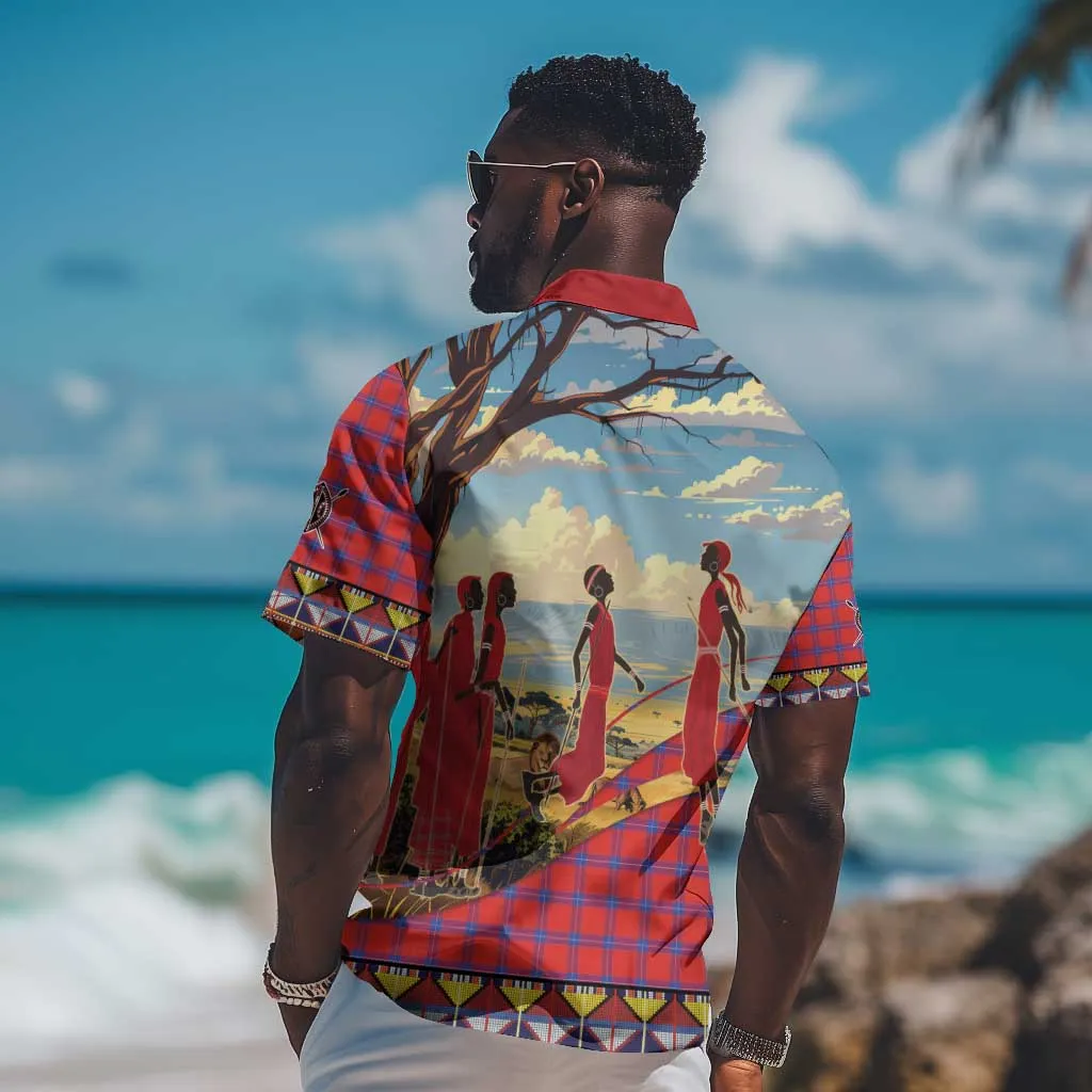Maasai Adumu Dance Hawaiian Shirt Shuka Pattern - Kenya Safari LT15