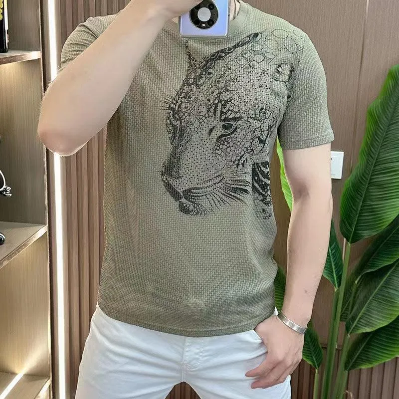 Macky – Rhinestone Leopard Men’s T-shirt