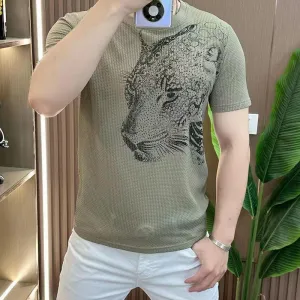 Macky – Rhinestone Leopard Men’s T-shirt
