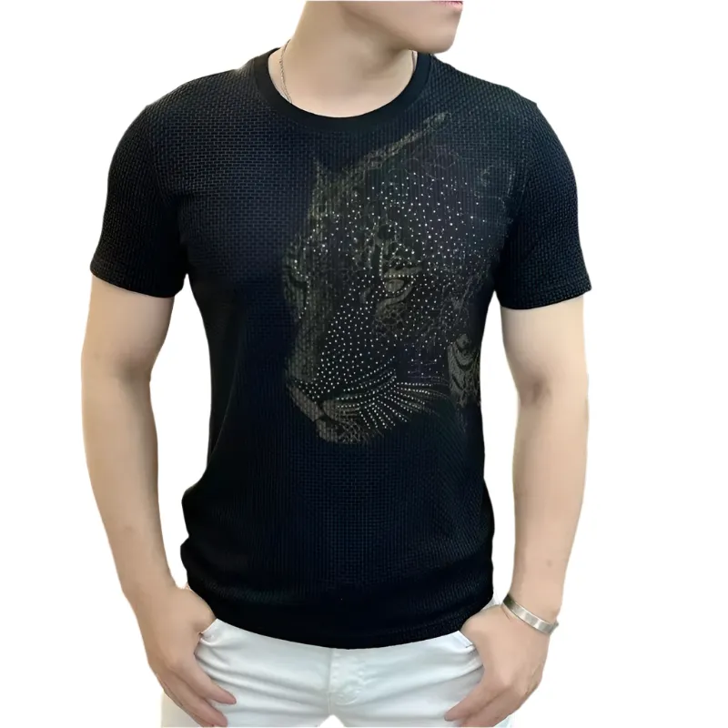 Macky – Rhinestone Leopard Men’s T-shirt