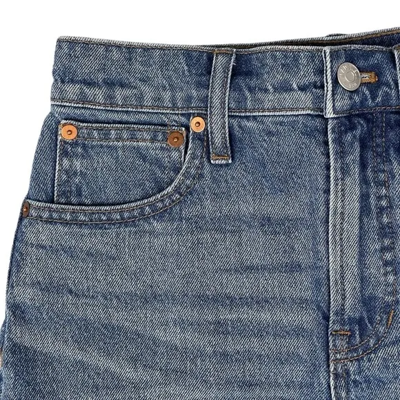 Madewell the Perfect Jean Short 23 High Rise Raw Hem Stretch Denim Cutoff Blue