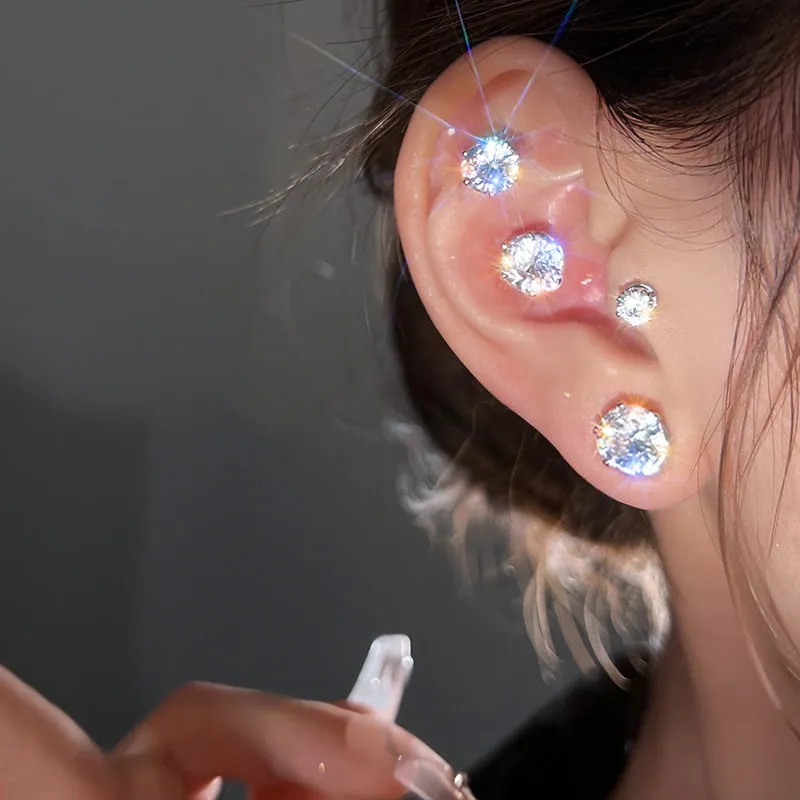 Magnetic Zircon Stud Ear Clip (3 Pairs)