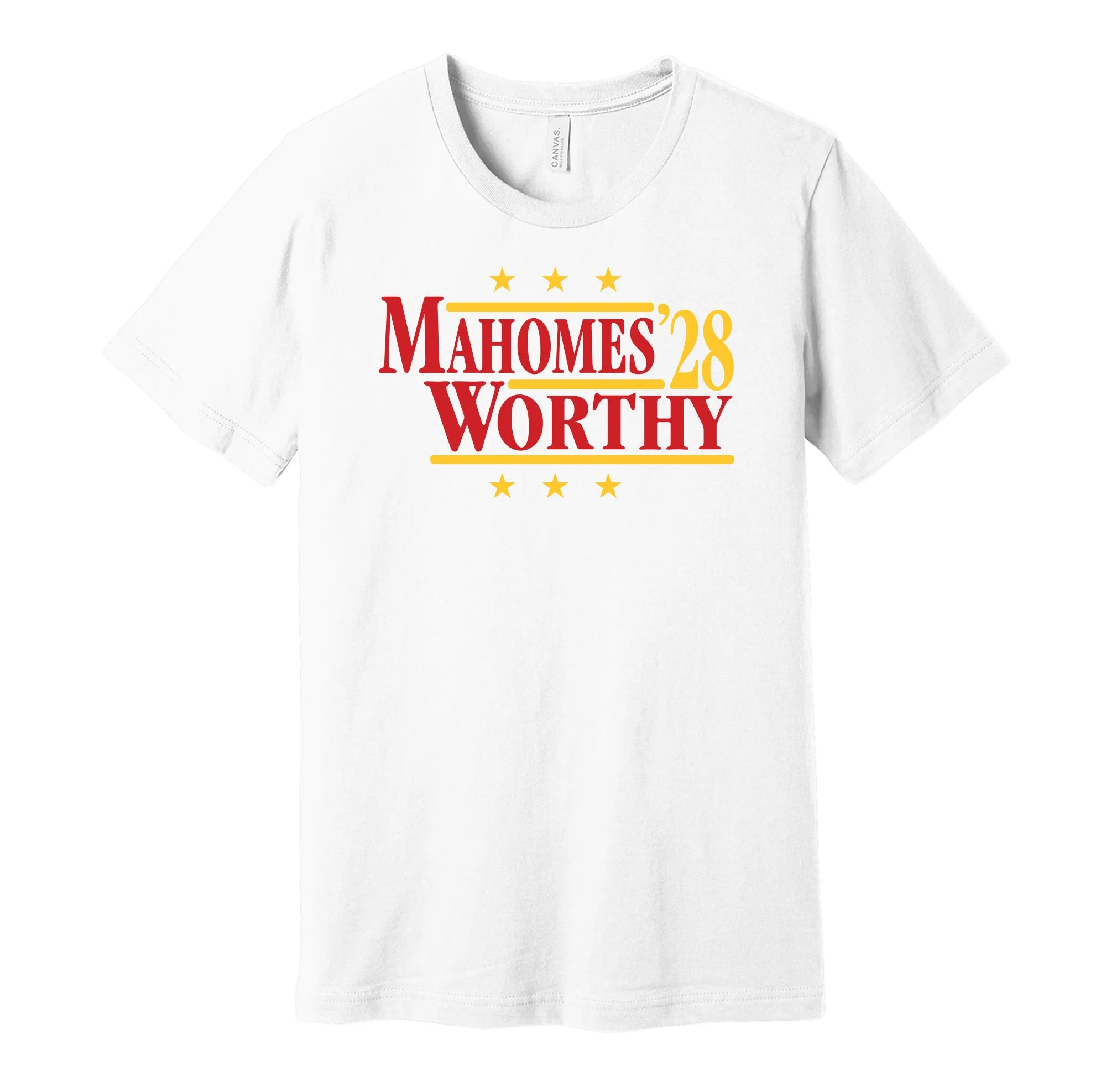 Mahomes & Worthy '28 - Kansas City Football Political Campaign Parody T-Shirt - Hyper Than Hype Shirts