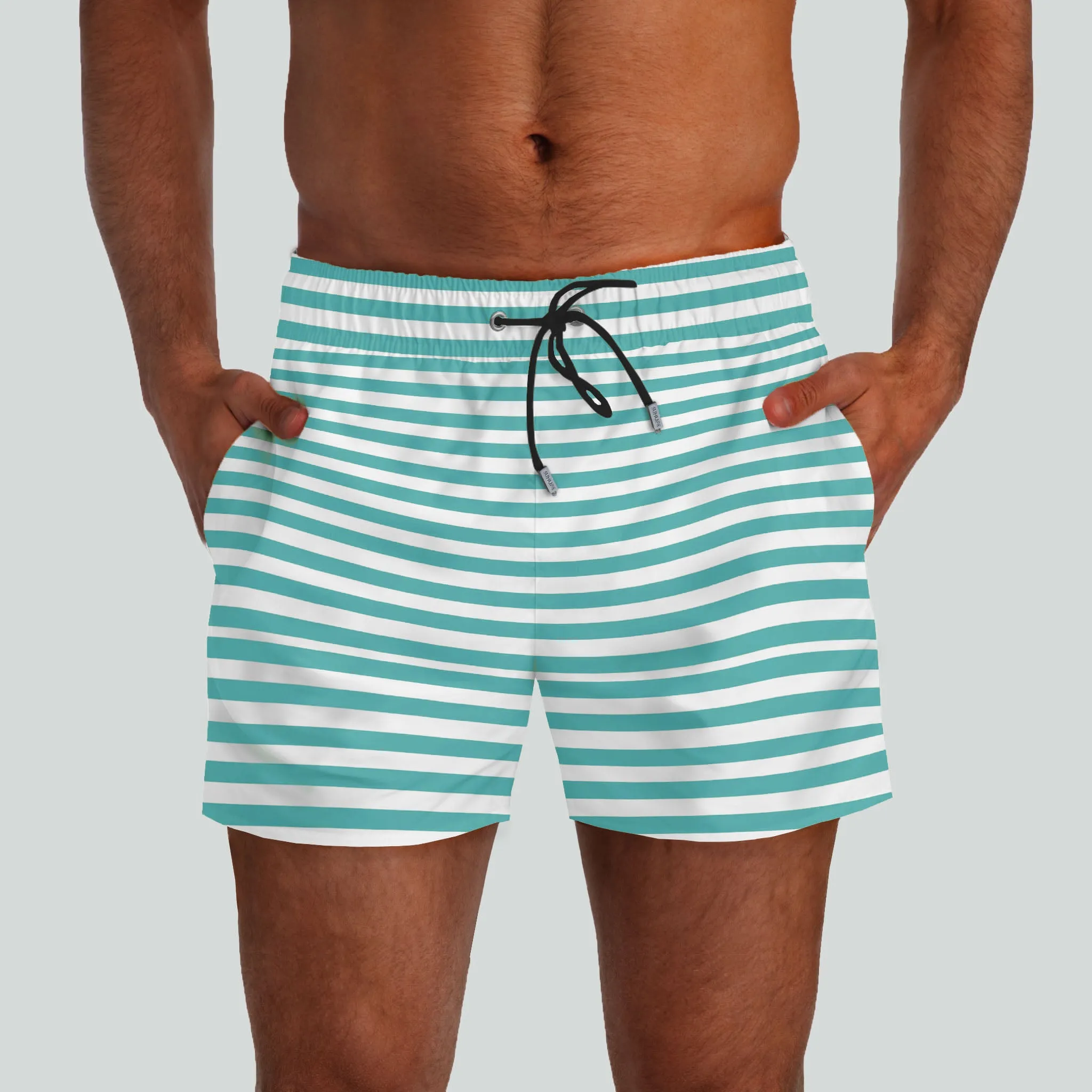 Malibu Teal & White Swim Shorts