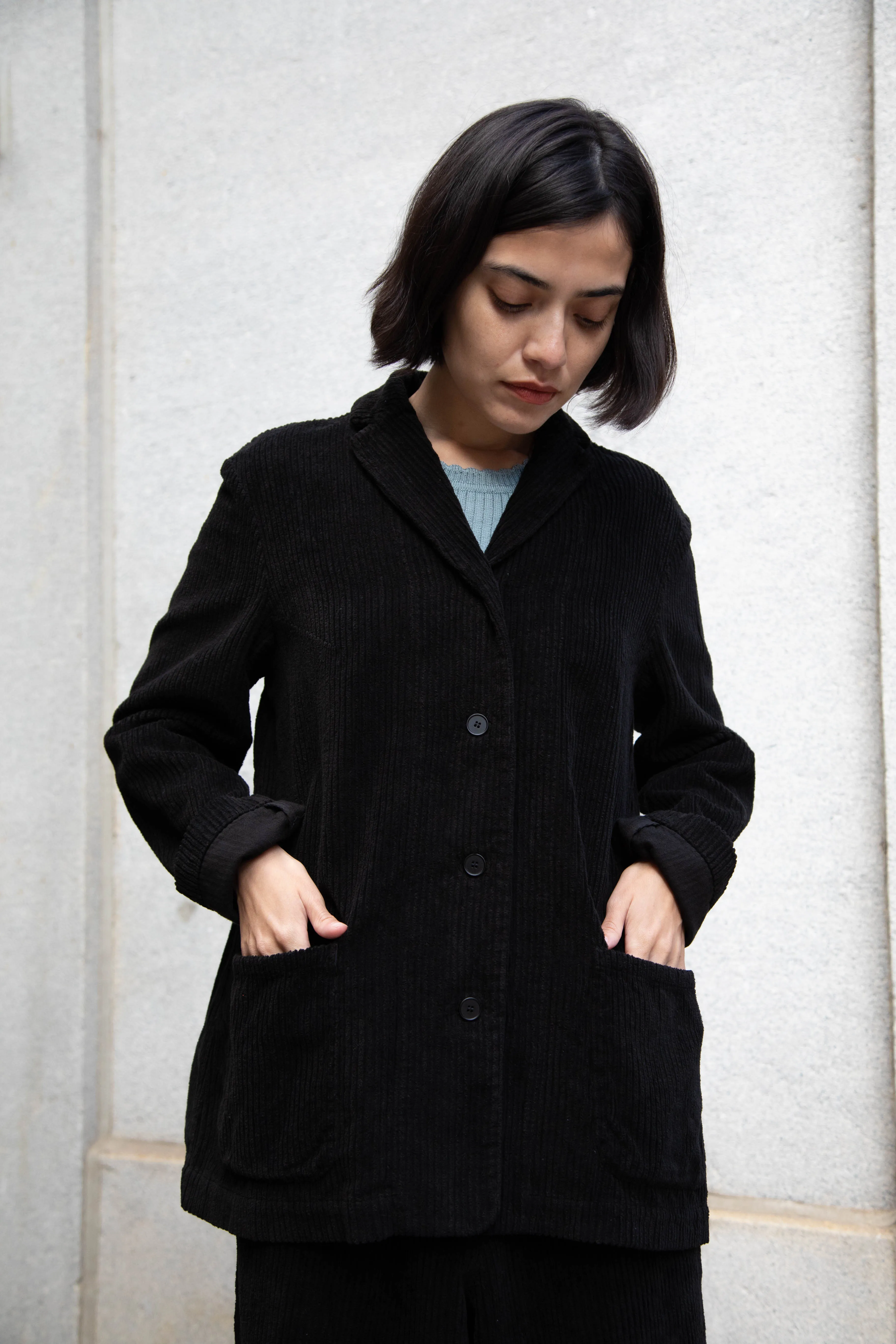 Manuelle Guibal | Wide Corduroy Jacket in Black