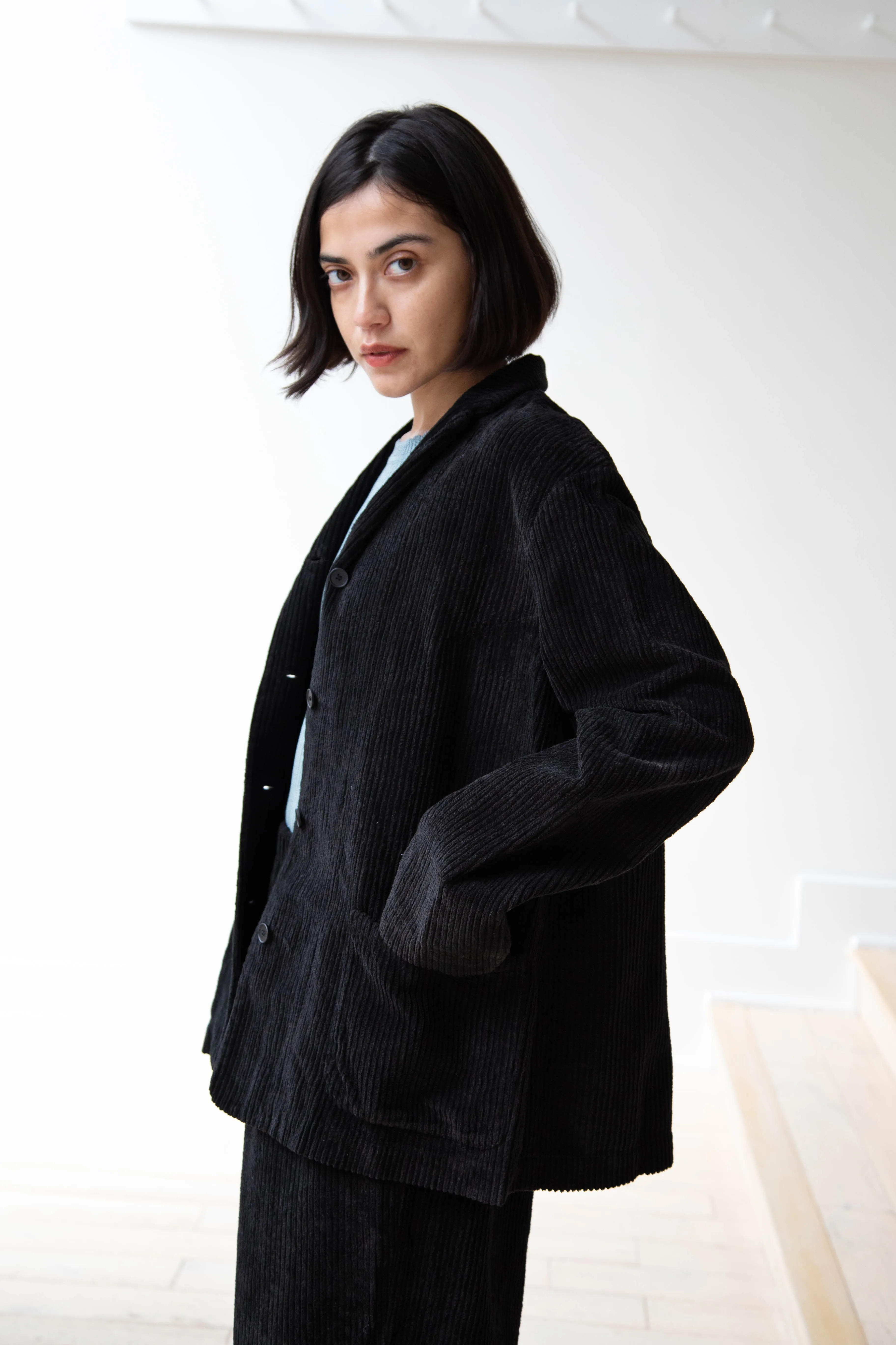 Manuelle Guibal | Wide Corduroy Jacket in Black