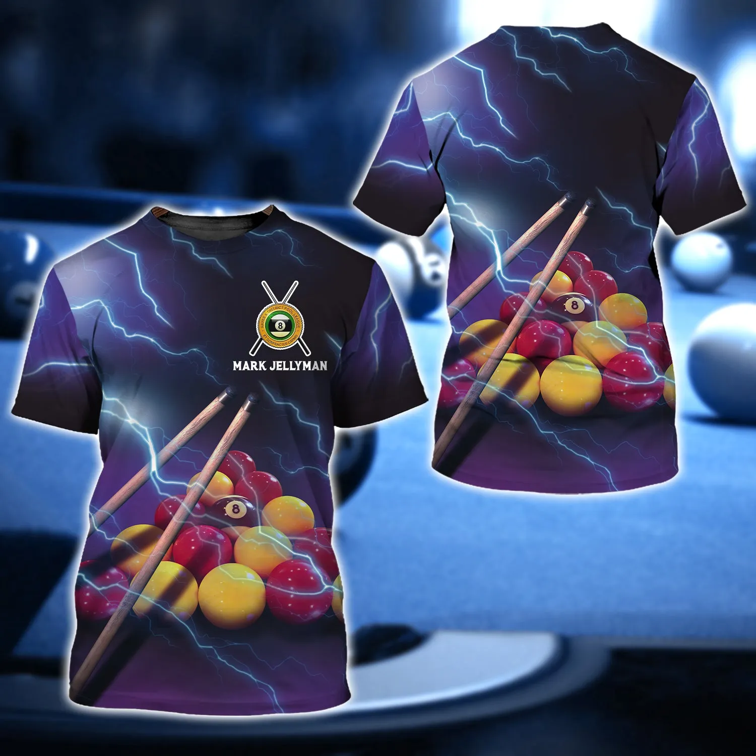 Mark Jellyman 2 Yellow and Red Billiard Ball Thunder Lightning 3D Shirt - QB95