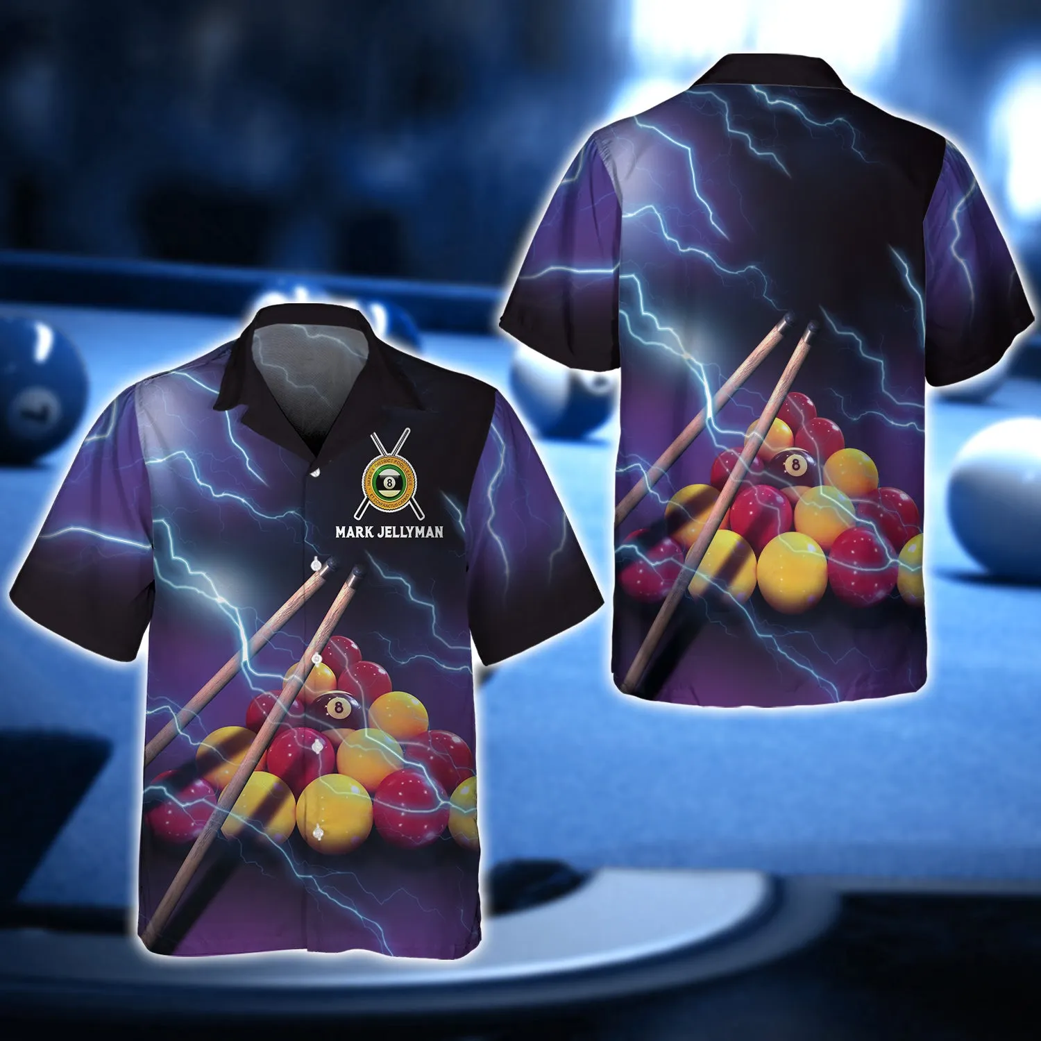 Mark Jellyman 2 Yellow and Red Billiard Ball Thunder Lightning 3D Shirt - QB95