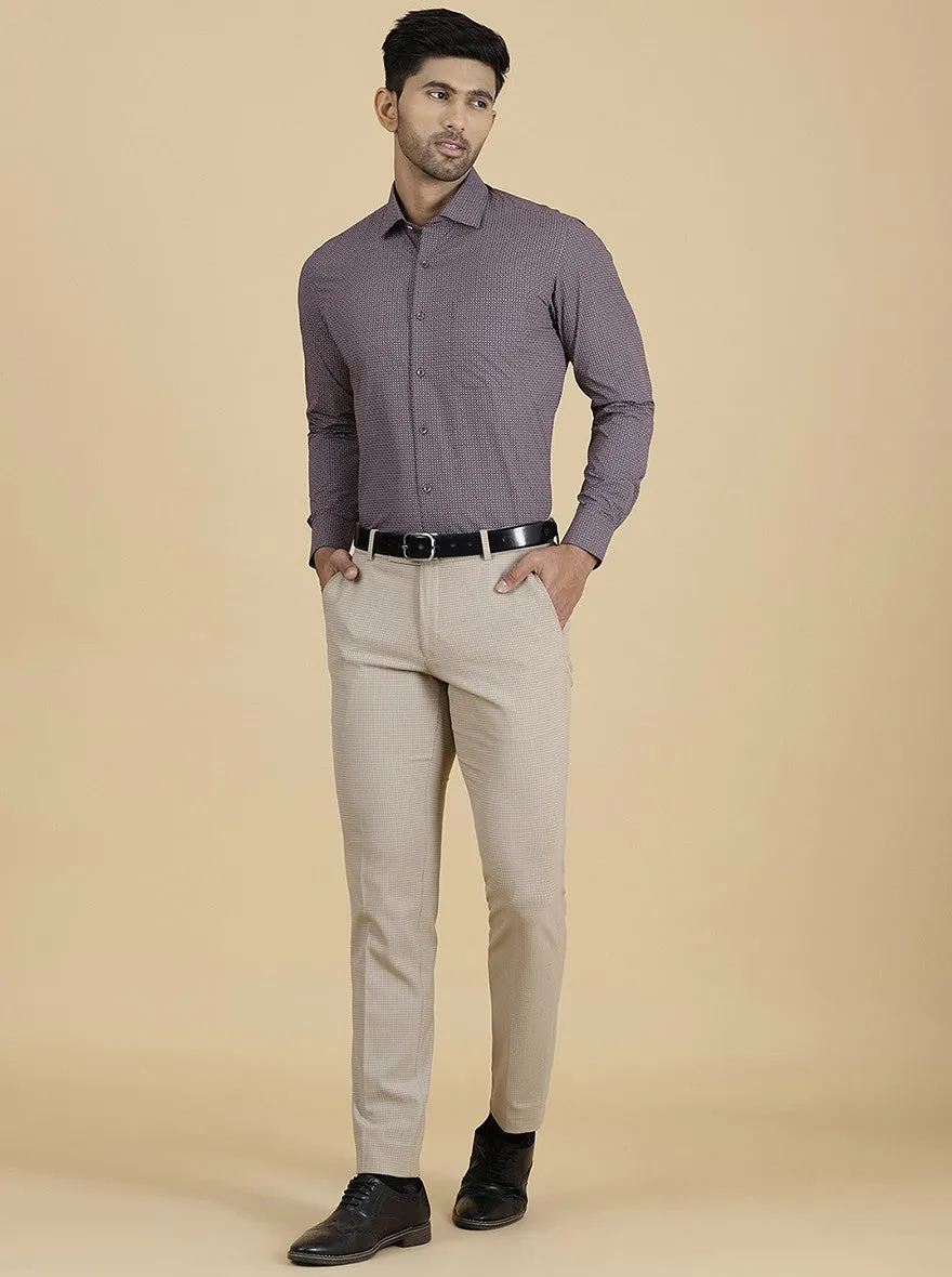 Maroon Printed Slim Fit Formal Shirt | Greenfibre