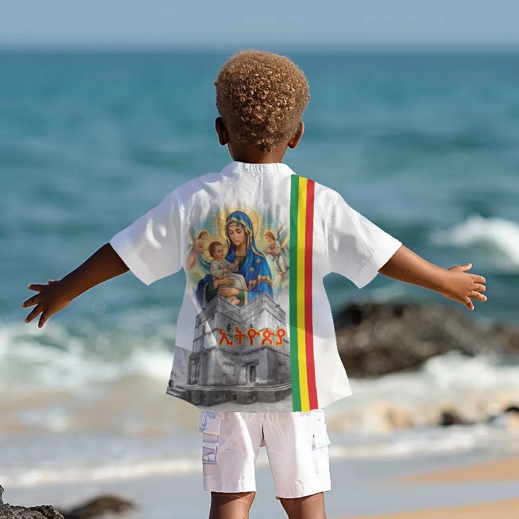 Melkam Gena Ethiopia Kid Hawaiian Shirt Saint Mary Lalibela Churches LT15