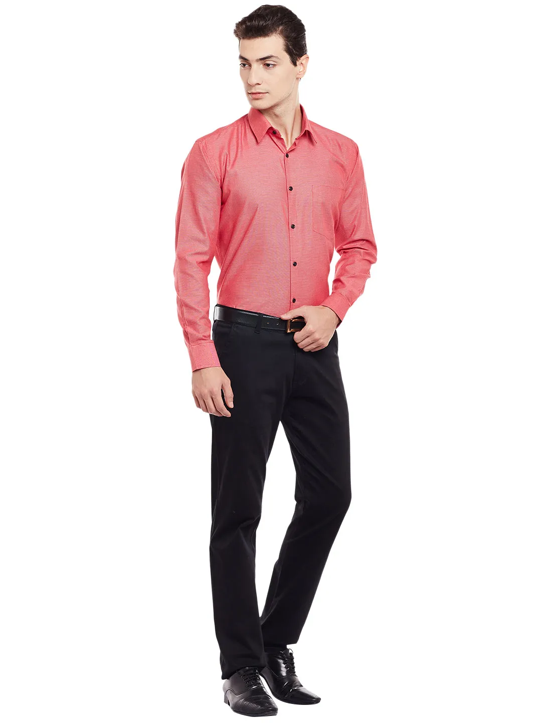Men Red Solid Pure Cotton Slim Fit Formal Shirt