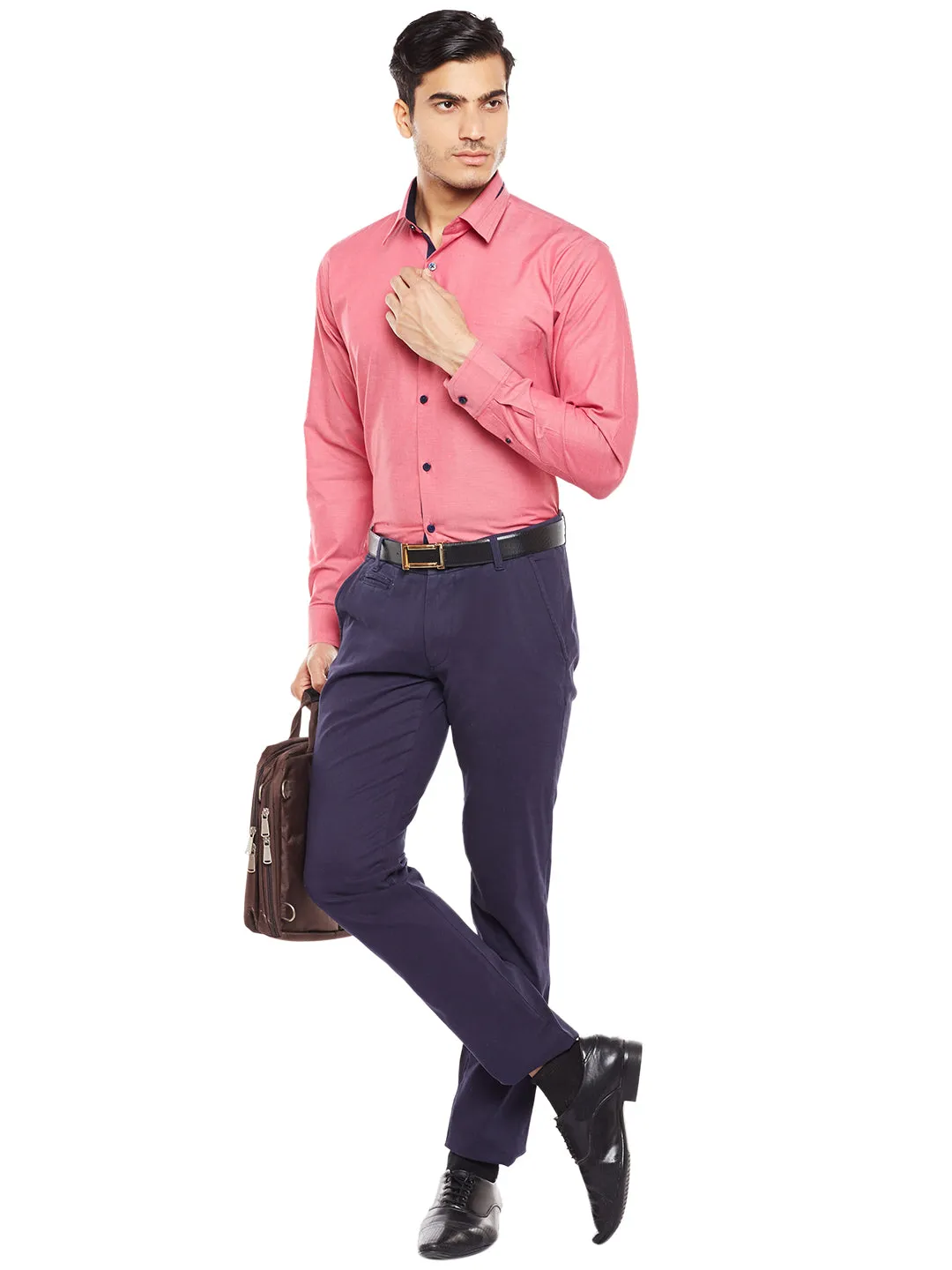 Men Red Solid Pure Cotton Slim Fit Formal Shirt