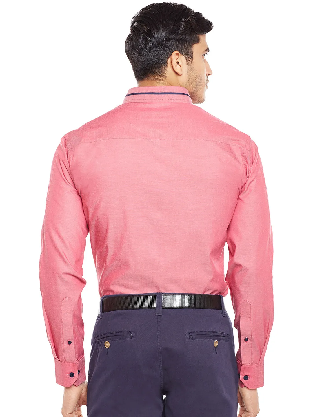 Men Red Solid Pure Cotton Slim Fit Formal Shirt