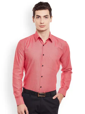 Men Red Solid Pure Cotton Slim Fit Formal Shirt