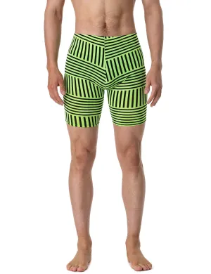 MENS BIKE SHORTS - GREEN & BLACK STRIPE