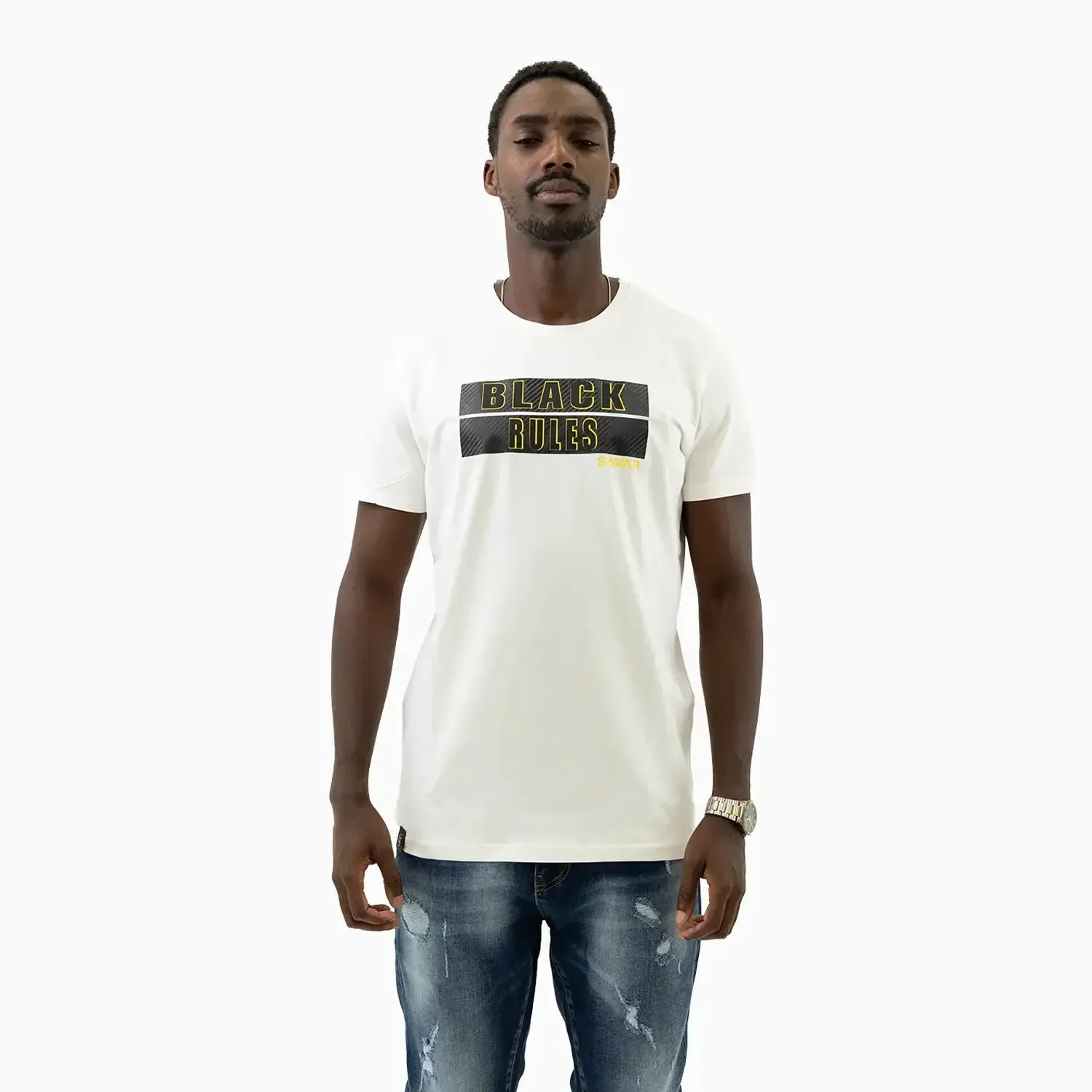 Men's Black Rules Outline Crew Neck T-Shirt