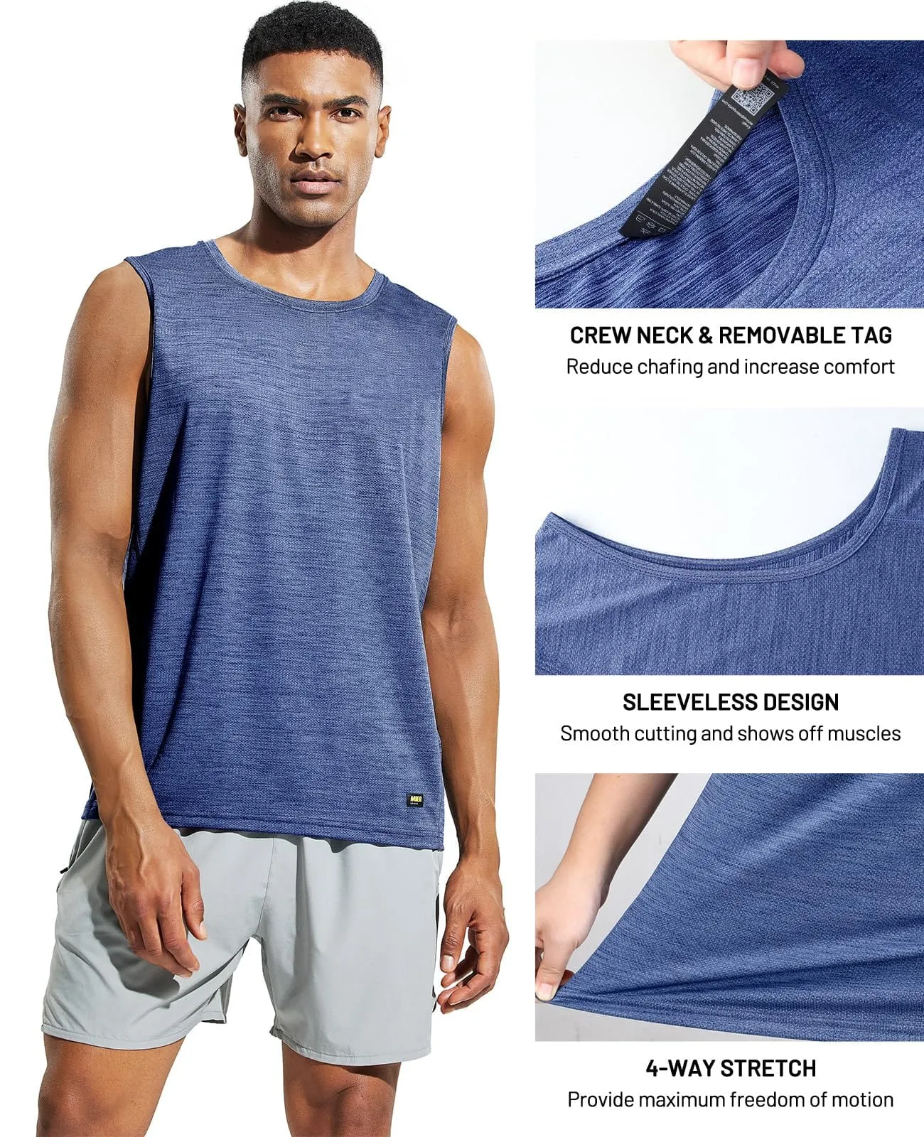 Men’s Sleeveless Tank Top Dry Fit Workout Tee Shirt