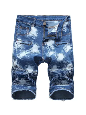 Men's Zippered Stretch Denim Shorts