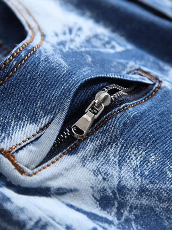 Men's Zippered Stretch Denim Shorts