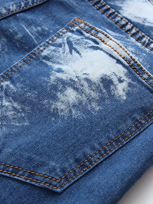 Men's Zippered Stretch Denim Shorts