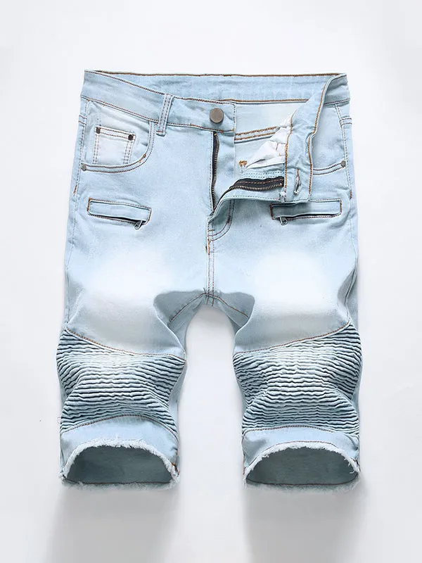 Men's Zippered Stretch Denim Shorts