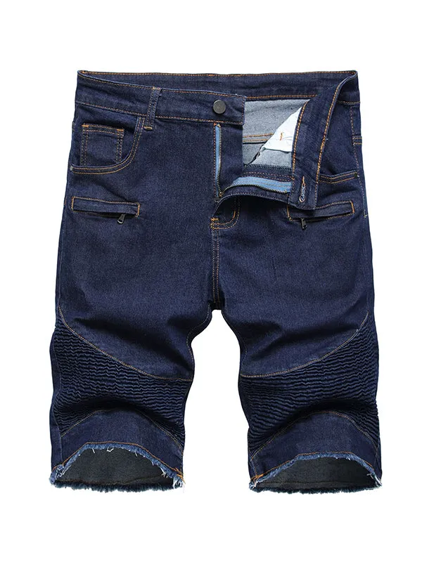 Men's Zippered Stretch Denim Shorts