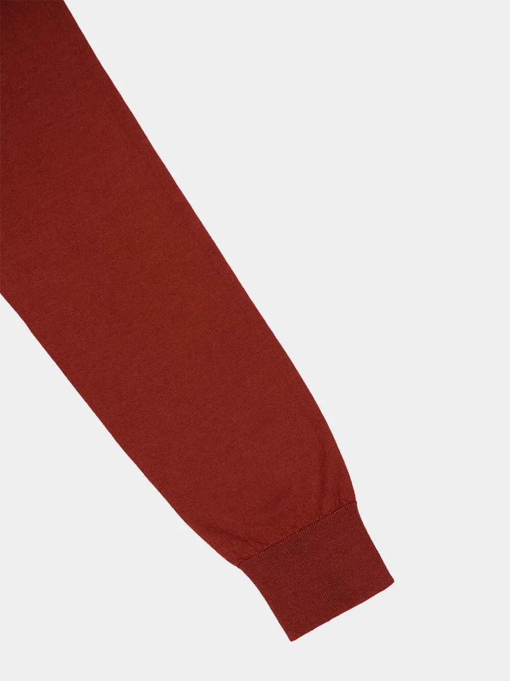 Merino Wool Silk Rust Button-Up Shirt