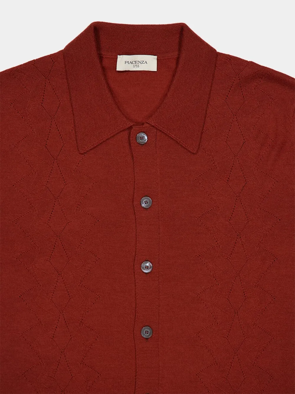 Merino Wool Silk Rust Button-Up Shirt