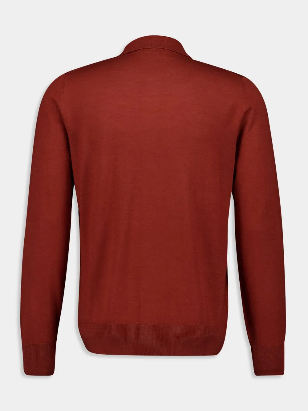 Merino Wool Silk Rust Button-Up Shirt
