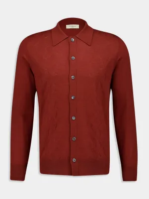 Merino Wool Silk Rust Button-Up Shirt