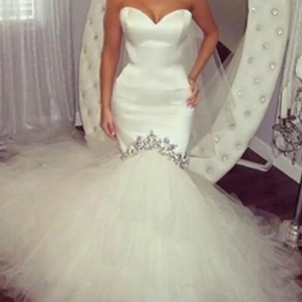 mermaid wedding dresses for bride 2021 beaded sweetheart neck elegant white wedding gowns