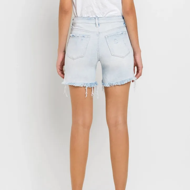 Mid Rise Distressed Stretch Short