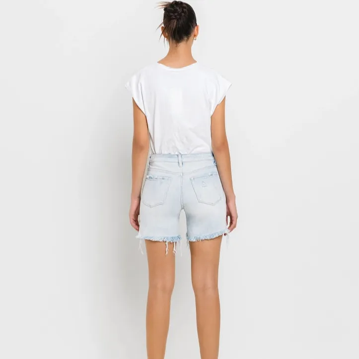 Mid Rise Distressed Stretch Short