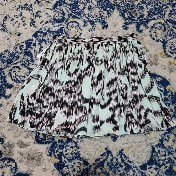 Milly Silk Ikat Print Skort Skirt Seaglass Aqua 6