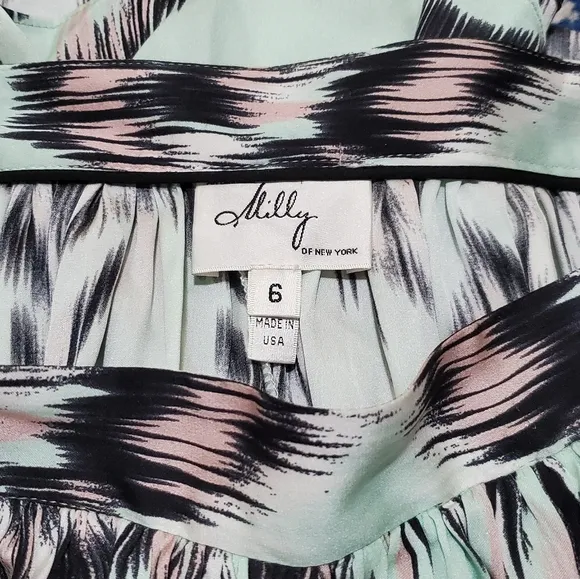 Milly Silk Ikat Print Skort Skirt Seaglass Aqua 6